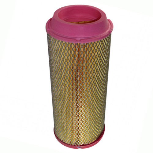 MANN C16400 Air filter element. Pink end caps with flared top inlet on filter.