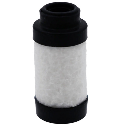 Wilkerson MTP-95-547 coalescing filter replacement. White filter media with black end caps and top inlet.
