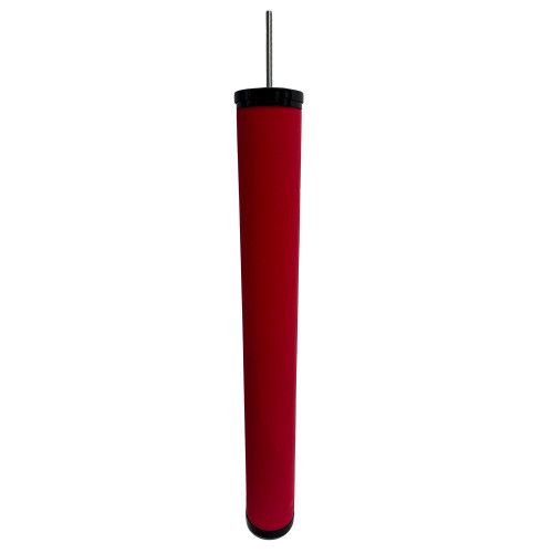 Tall red coalescing filter with black end caps and threaded rod on top. Replaces Hankison E5-PV filter.