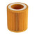 ATLAS COPCO 1622-0658-00 air filter replacement. Pleated orange air filter with a white ring around the inside diameter.