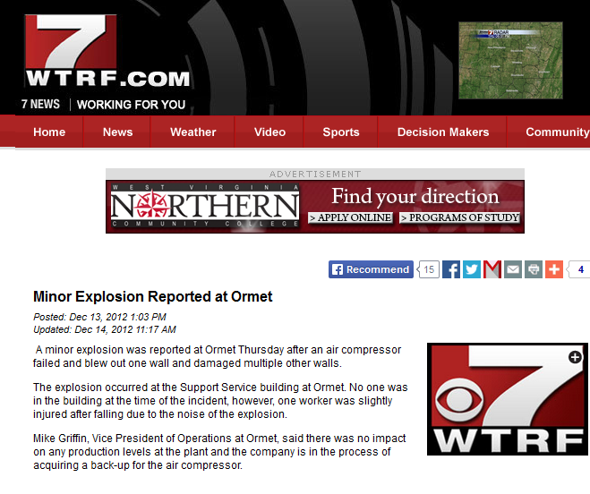 Air Compressor Failure Causes Minor Explosion Filter Element Store