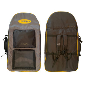 Manta Black - supreme padded board bag. Twin stash bags at front. Drainage mesh in stash bag and main compartment. Up to 44" (45" single board) boards. Super strong 1680D nylon. Shoulder strap. Back straps. Grab handle. Manta Black - supreme padded board bag. Twin stash bags at front. Drainage mesh in stash bag and main compartment. Up to 44" (45" single board) boards. Super strong 1680D nylon. Shoulder strap. Back straps. Grab handle.