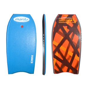 Manta Force PP 44" - special perimeter control system allows flexible control and is inspired by early 1990's models. Try this superb board. Template allows for all sizes. PP core and stringer. The best value for top end bodyboarding in all conditions. Sky Blue deck and manta "stripes art"slick. Manta Force PP 44" - special perimeter control system allows flexible control and is inspired by early 1990's models. Try this superb board. Template allows for all sizes. PP core and stringer. The best value for top end bodyboarding in all conditions. Sky Blue deck and manta "stripes art"slick.