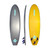 Elnino Cruiser -quartz grey deck and orange/yellow marbelised slick. With single swivel legrope and detachable triple fin system (85kg learner - 95kg exper). A great medium length board with chunky volume for starting out on. Ready to go out of the box.