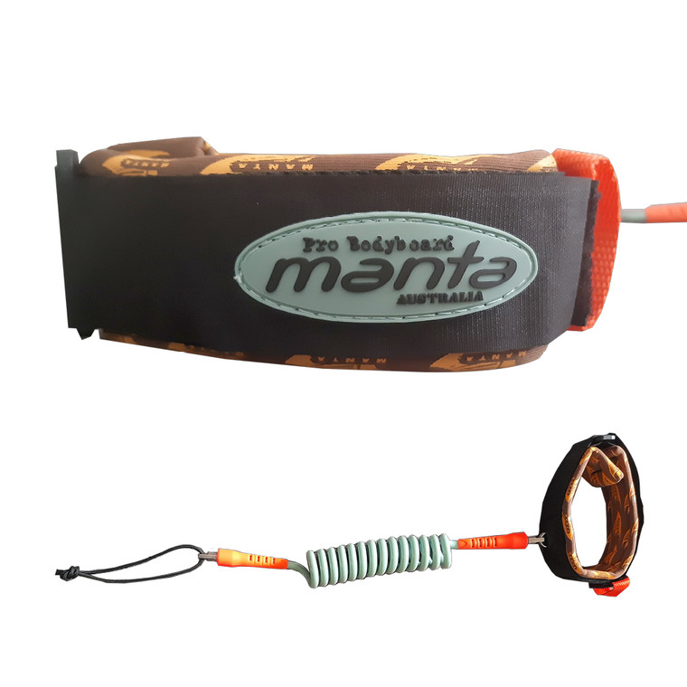 Manta Bicep coil - twin stainless steel swivels - 7mm coil -  leash removal pull strap - heavyil padded cuff