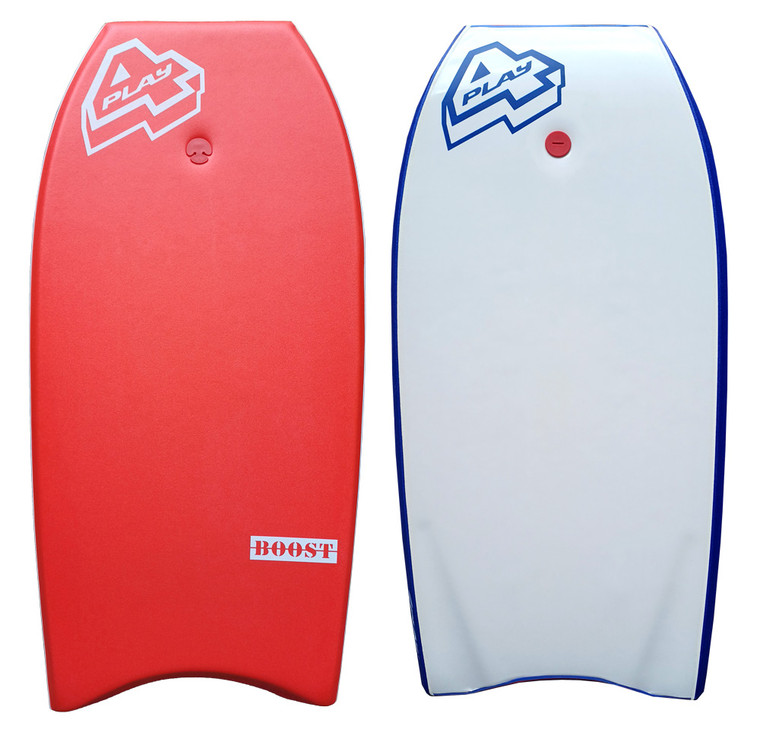4Play Boost  - with PE core, deck substrate and twin stringers. A tight hi-flex PE board with great recoil.
Available with 40"/42/44" lengths. Perfect, classy  mid level 4Play PE board good for up to 6' breakers.
Red deck with white slick.