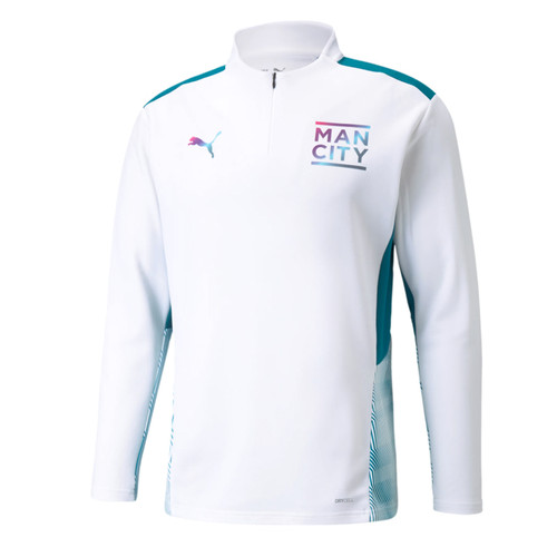 Manchester City 2021-22 Puma Quarter Training White Zip Top