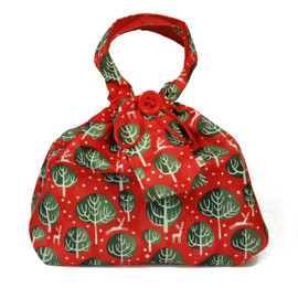 Medium fabric Gift Bag in Red Berry.  Used here to wrap a box (W23cm x H14cm x D14cm).