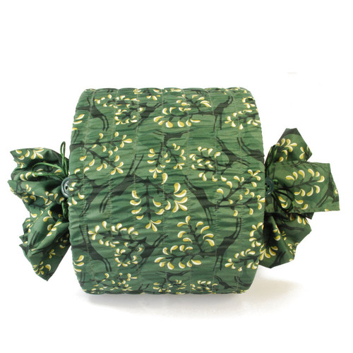 Medium Stretch fabric wrap in Holly Green / Gold.  Used here to wrap a lampshade (H23cm x Diameter 30cm).