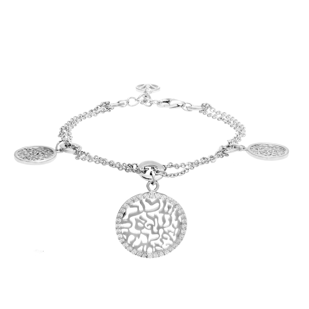 Lona - Shema-Or Silver bracelets with triple charms.