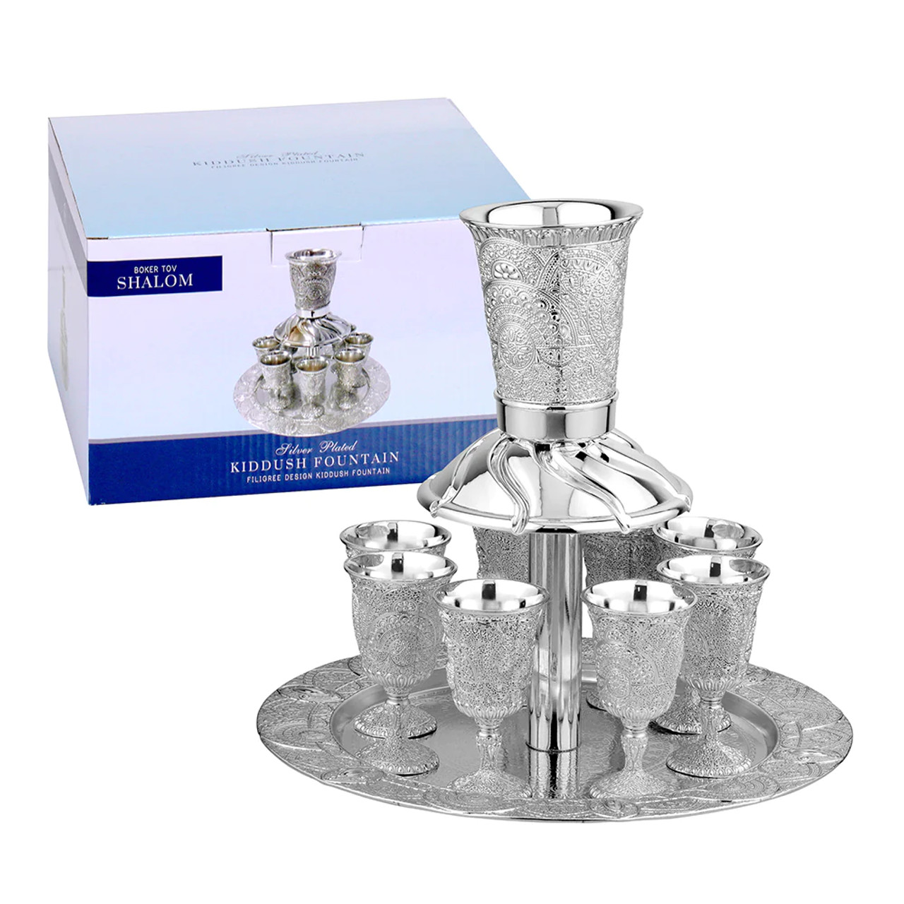 Nature Inspired Sterling Silver Wine Fountain - Israel Center of Judaica