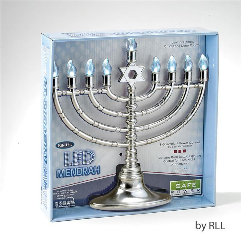 Silvertone LED Menorah with Clear Bulbs Hanukkah Menorahs Great