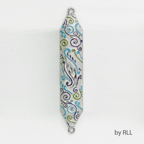 Swirls Enameled Mezuzah, Multi