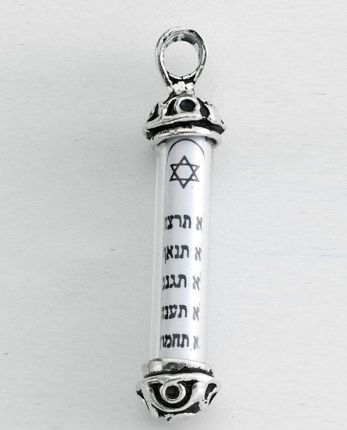 Sterling Silver 10 Commandments Mezuzah Pendant