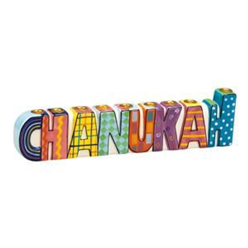 "CHANUKAH" Hand Painted Ceramic Menorah