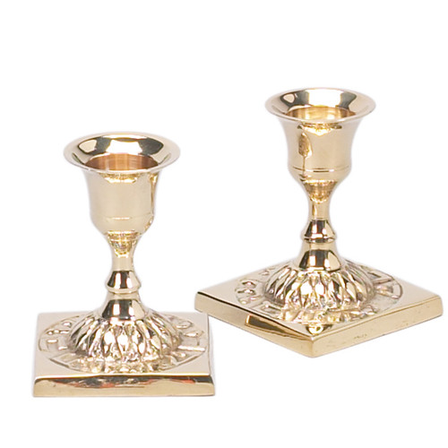 Brass Square bottom Candle Holders 3"