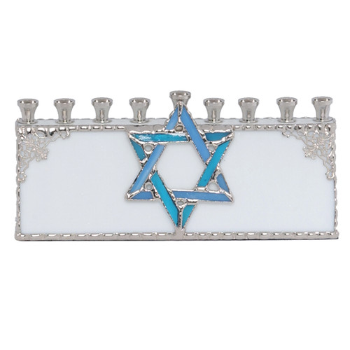 Glass Menorah with Star of David