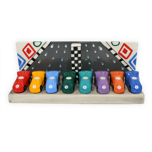 Ceramic Race car Menorah