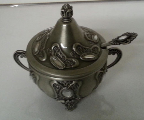 Honey Dish Pewter With Stones