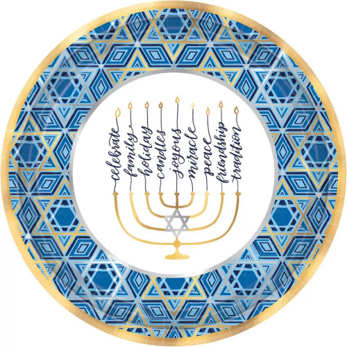 18 Chanukka Menorah with Star Of David 11.5" Plates