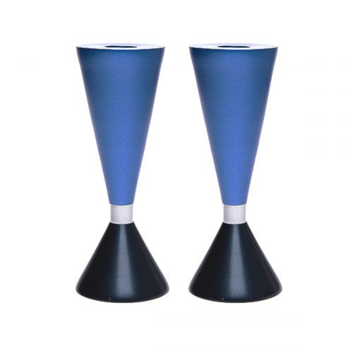 Double Sided Anodized Blue Candlesticks W/ Ring