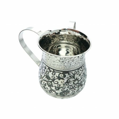 Emanuel Metal Washing Cup w/ Etching-Pomegranates