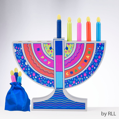 My Play Wood Menorah With Removable Wood Candles