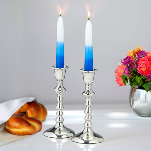 Set of 2 Nickel Plated Candlesticks