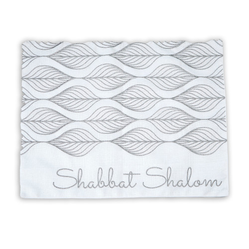 White & Silver Embroidered Challah Cover
