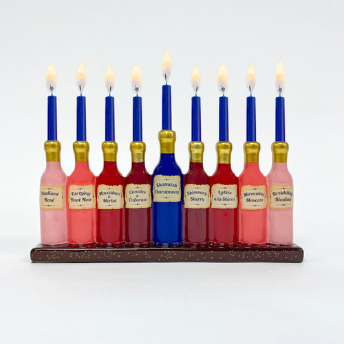 Fine Wines Handpainted Ceramic Menorah