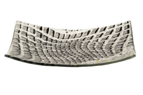 Matzah plate Artisanal Glass Black and Gray