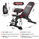 GIKPAL Adjustable Weight Bench - 8 Positions, Flat/Incline/Decline Folding FID Utility Bench, Foldable Exercise Workout Bench for Home Gym, 660lbs Capacity