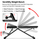 Pooboo Sturdy Foldable Weight Bench Adjustable Incline Bench No ASSEMBLY NEEDED Home Gym Workout 800lbs