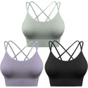 Uniexcosm Women Sports Bra 3 Pack Strappy Yoga Running Gym Workout Bra