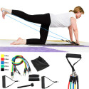 Jaxpety 11 PCS Resistance Band Set Yoga Pilates Abs Exercise Fitness Tube Workout Bands