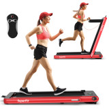 2.25HP 2 in 1 Folding Treadmill W/APP Speaker Remote Home Gym Single Display Screen Red