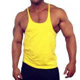 Men's Running Tank Top Workout Tank Sleeveless Tank Top Casual Cotton Breathable Quick Dry Soft Yoga Fitness Gym Workout Sportswear Activewear Light Yellow Black with White Crimped Army Green