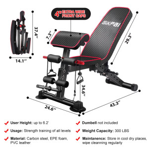 GIKPAL Adjustable Weight Bench - 8 Positions, Flat/Incline/Decline Folding FID Utility Bench, Foldable Exercise Workout Bench for Home Gym, 660lbs Capacity GIKPAL Adjustable Weight Bench - 8 Positions, Flat/Incline/Decline Folding FID Utility Bench, Foldable Exercise Workout Bench for Home Gym, 660lbs Capacity