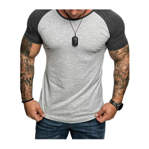 Dewadbow Men Short Sleeve Gym T-Shirt Bodybuilding Slim Fit Stringer Shirts Top