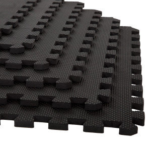 Stalwart Interlocking EVA Foam Floor Tiles for Home Gym, Yoga Mat, Workout Equipment, or Child's Play Surface – Set of 6, (Black)