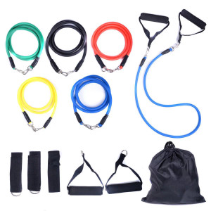 Jaxpety 11 PCS Resistance Band Set Yoga Pilates Abs Exercise Fitness Tube Workout Bands