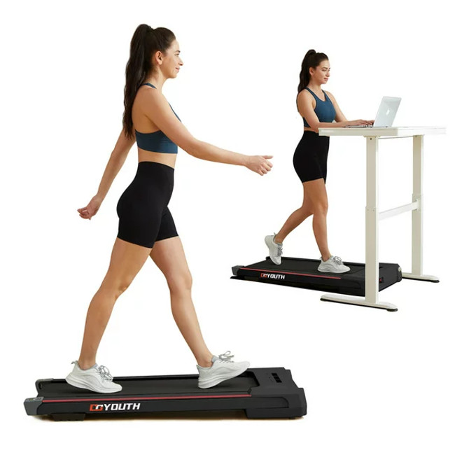 GOYOUTH Under Desk Treadmill with Remote Control, Bluetooth Speaker & LED Display Perfect for Home Gym or Office