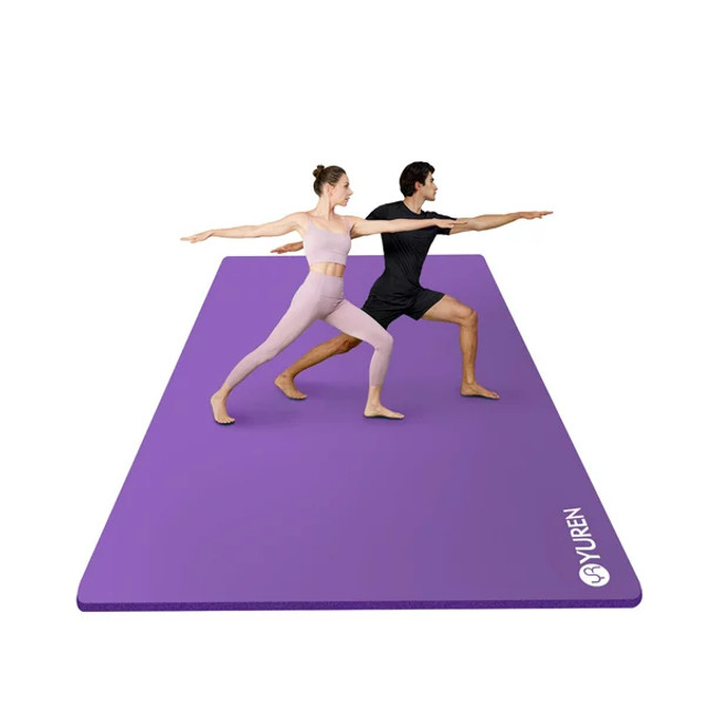YR Large Exercise Mat 6' x 4' 10mm Thick NBR Stretching Yoga Pilates Workout for Home Gym Black