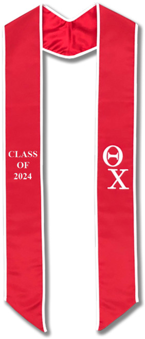 Theta Chi Graduation Stole - Red with White Embroidery