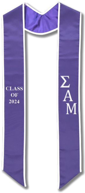 Sigma Alpha Mu Graduation Stole - Purple with White Embroidery