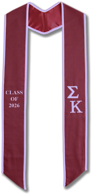 Sigma Kappa Graduation Stole - Maroon with Lavender Embroidery