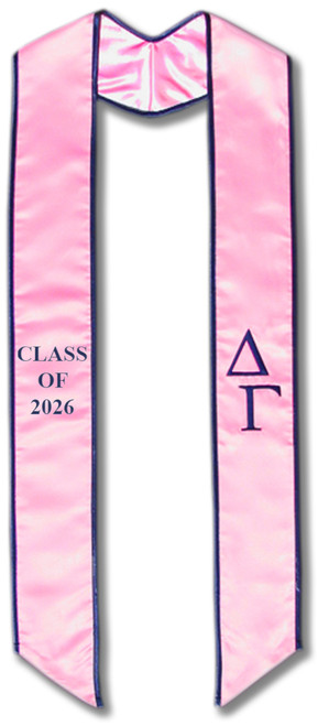 Delta Gamma Graduation Stole - Pink and Navy Embroidery