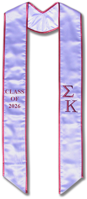 Sigma Kappa Graduation Stole - Lavender with Maroon Embroidery