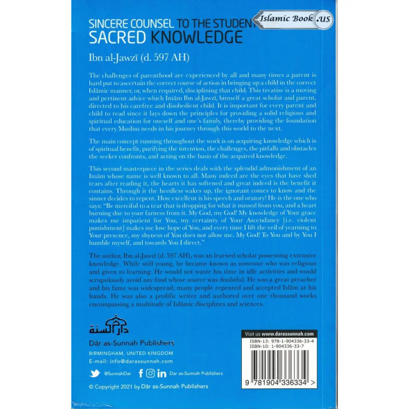 Sincere Counsel to the Seekers of Sacred Knowledge By Ibn Al Jawzi
ISBN: 9781904336341