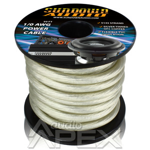 Sundown Audio 1/0 Gauge OFC Silver 50ft Power/Ground Cable Sundown Audio 1/0 Gauge OFC Silver 50ft Power/Ground Cable